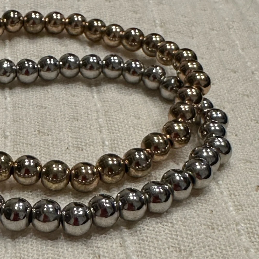 Minimalist Metallic Stacking Bracelets | Two-Tone Bead Set
